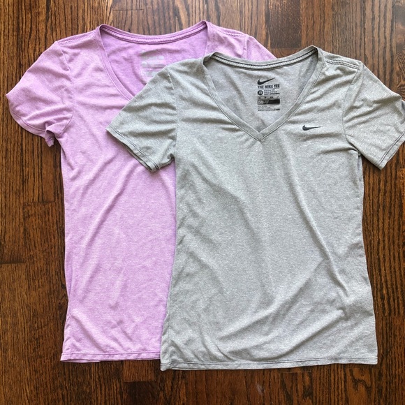 Nike Tops - The Nike Tee:  2 V-neck Shirts, Purple & Gray, xs